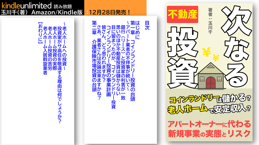 次なる不動産投資 「アパートオーナーに代わる新規事業の実態とリスク」 玉川千（著）（たまかわせん）